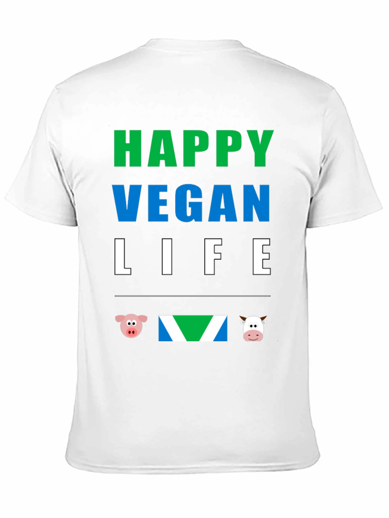 Happy Vegan Life T-Shirt - Animal Lover Tee