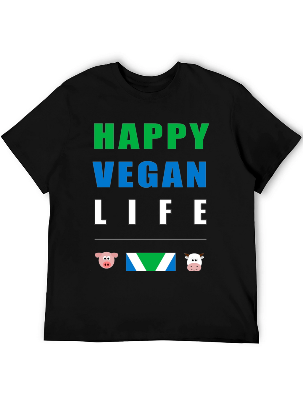 Happy Vegan Life T-Shirt - Animal Lover Tee