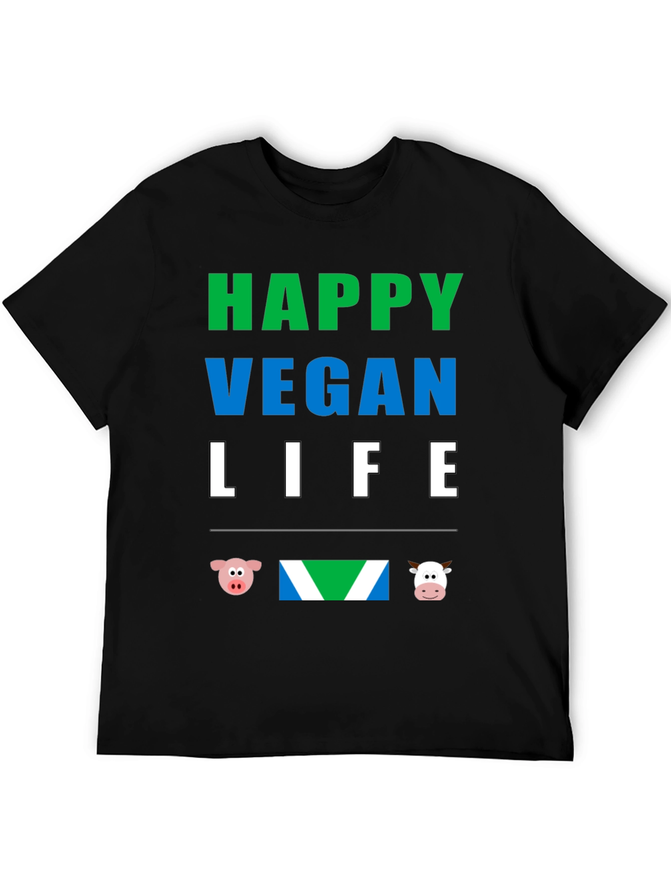Happy Vegan Life T-Shirt - Animal Lover Tee