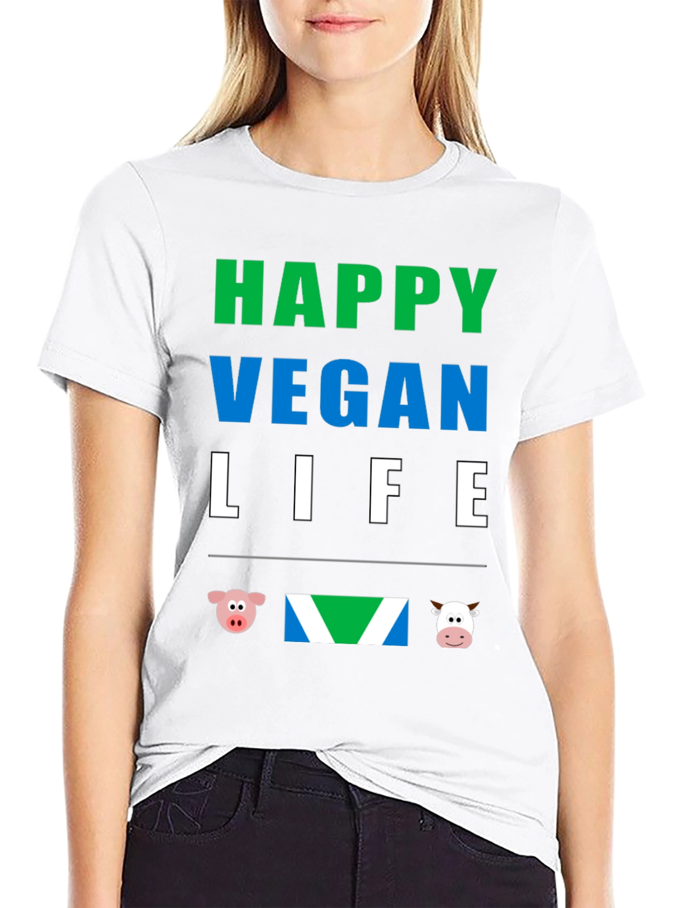 Happy Vegan Life T-Shirt - Animal Lover Tee