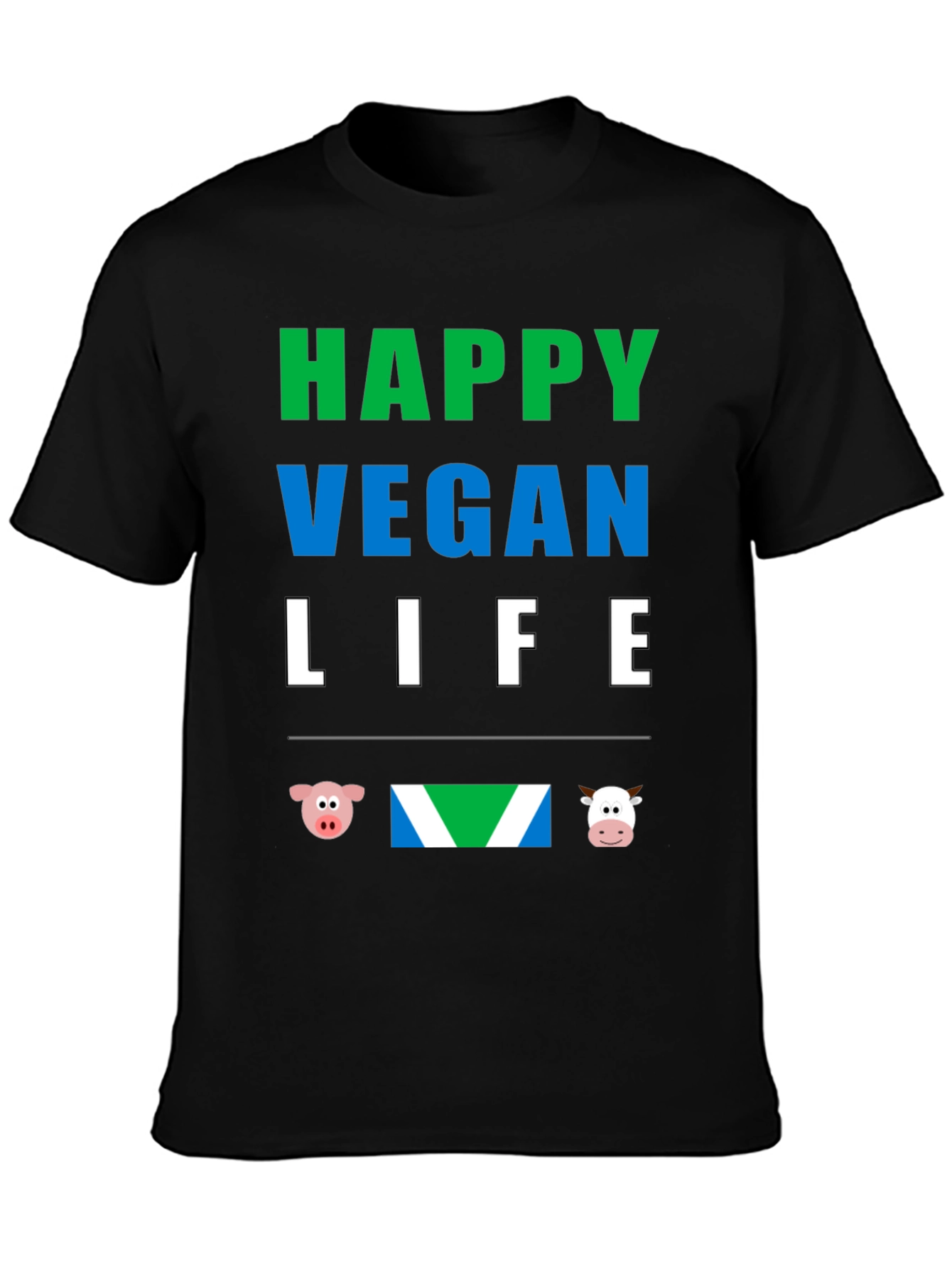 Happy Vegan Life T-Shirt - Animal Lover Tee