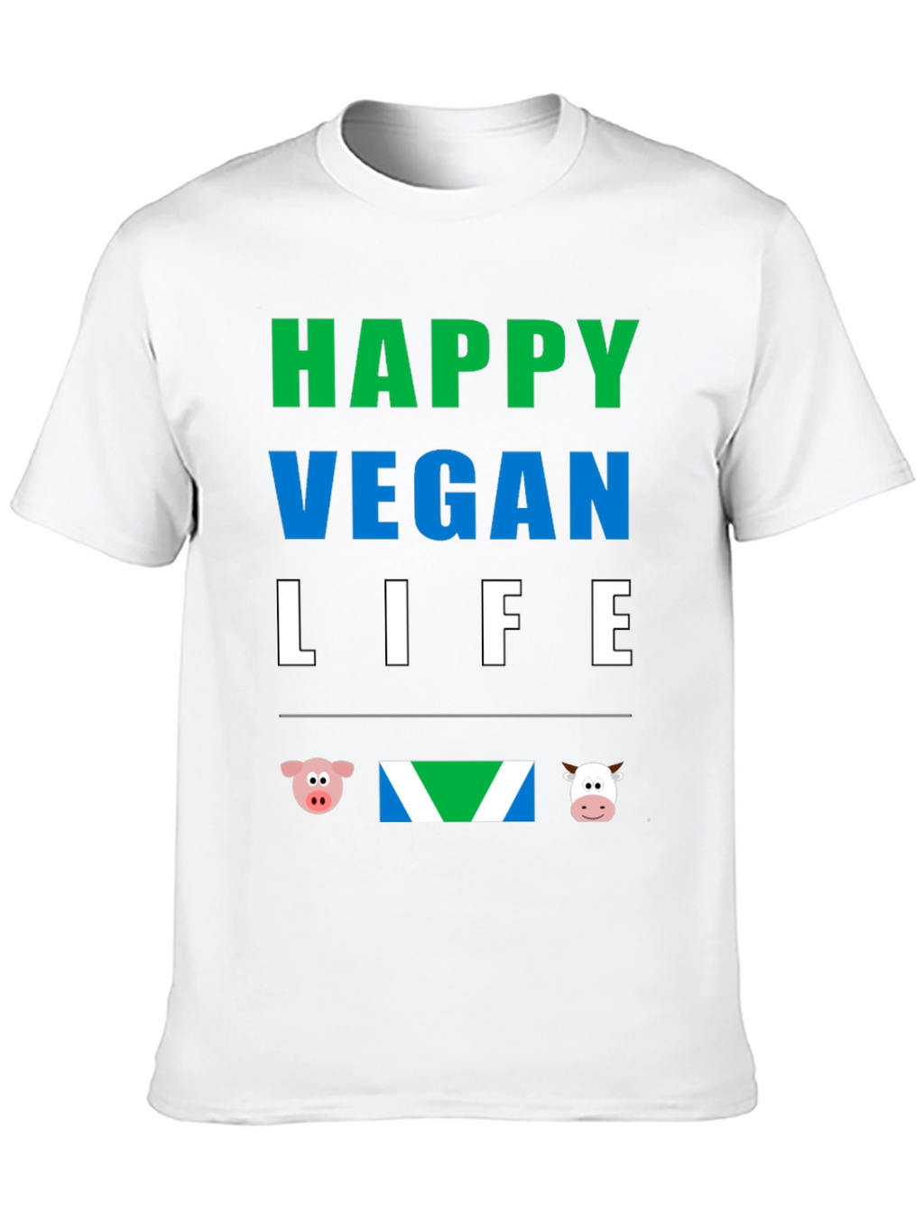 Happy Vegan Life T-Shirt - Animal Lover Tee