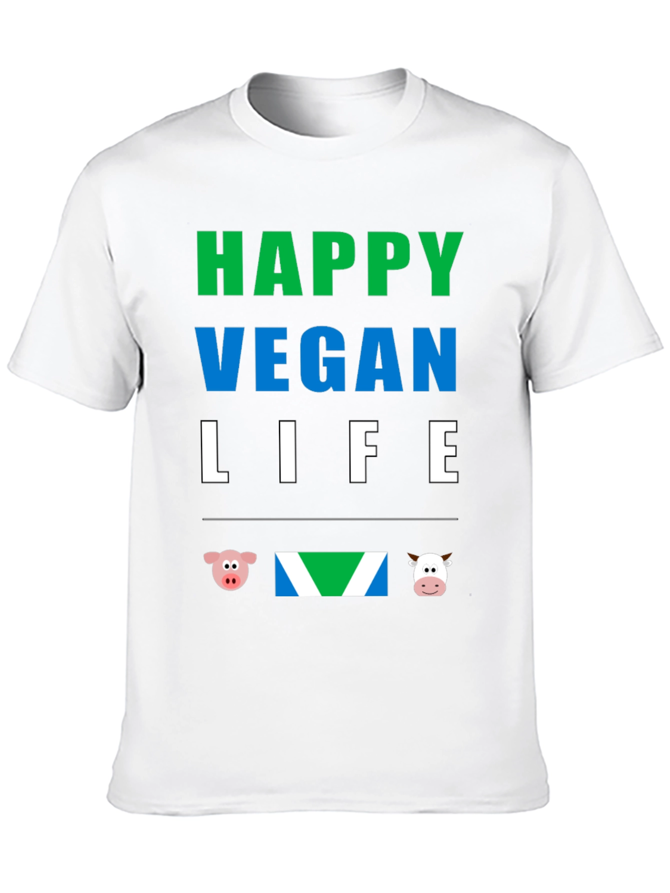 Happy Vegan Life T-Shirt - Animal Lover Tee