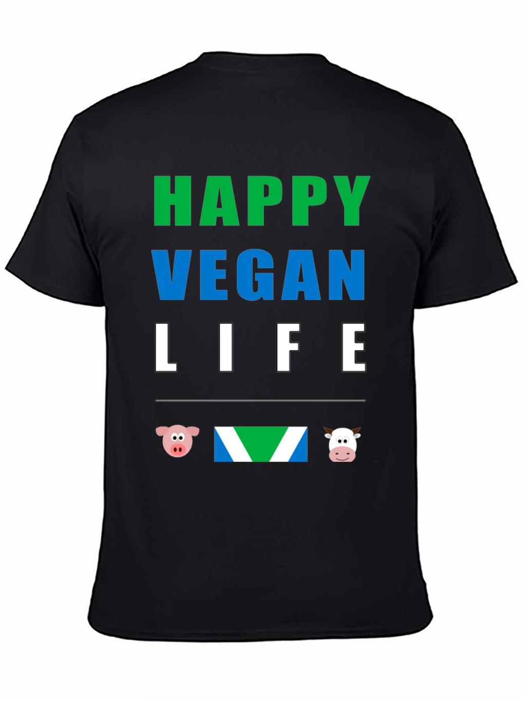 Happy Vegan Life T-Shirt - Animal Lover Tee