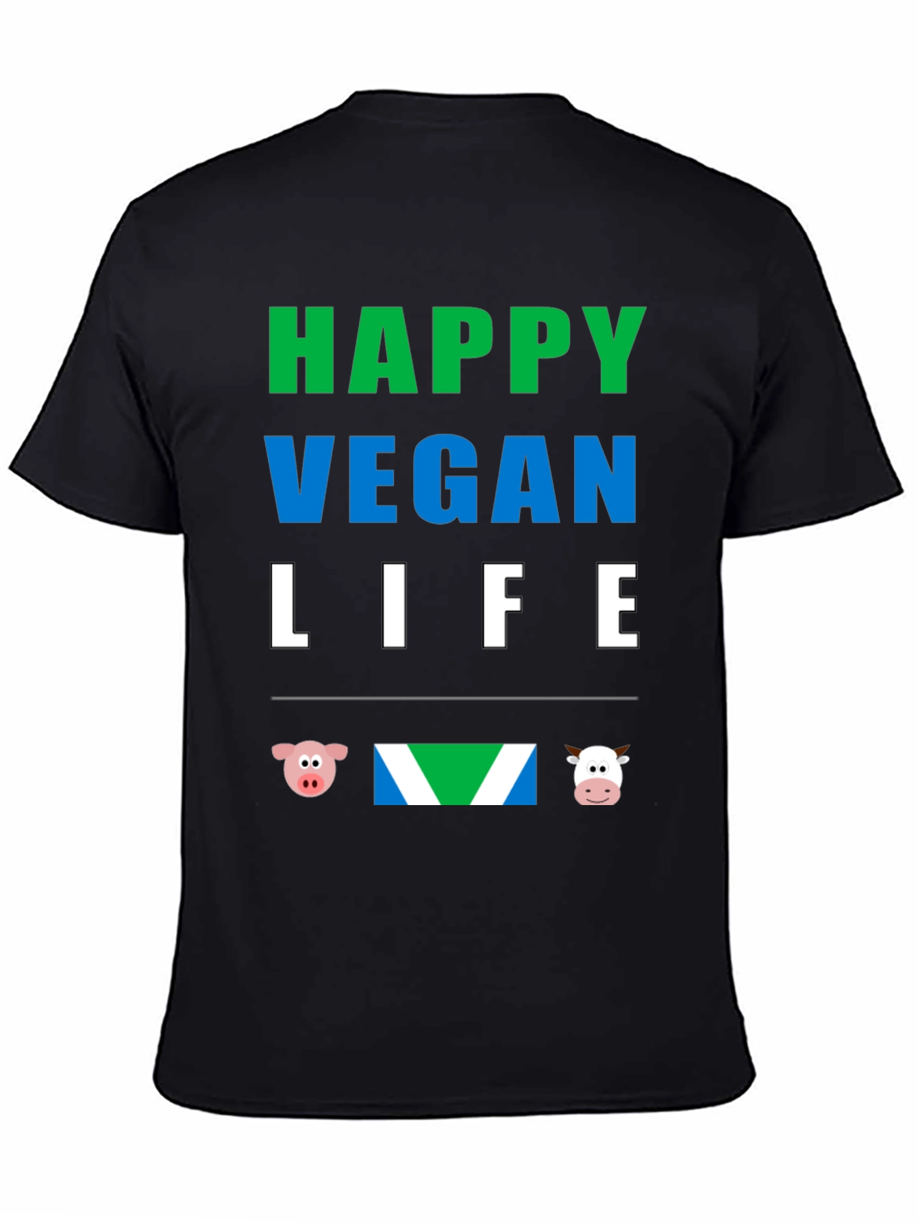 Happy Vegan Life T-Shirt - Animal Lover Tee
