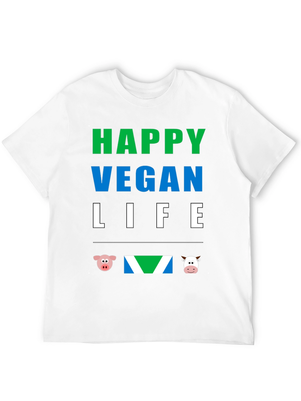 Happy Vegan Life T-Shirt - Animal Lover Tee