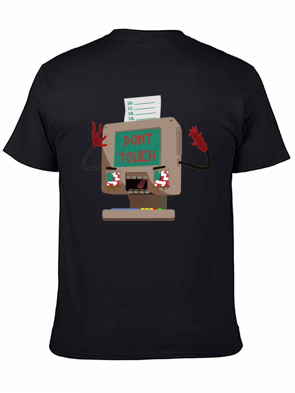 Retro Computer Dont Touch Black T-Shirt