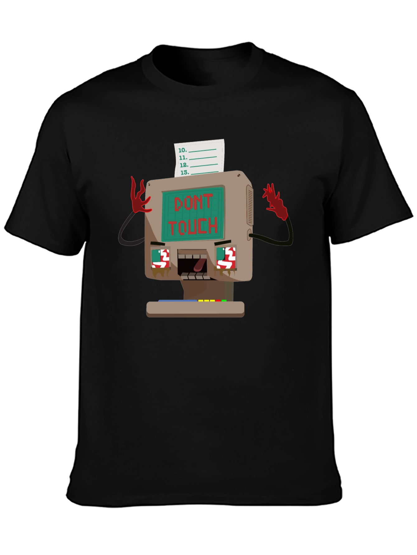 Retro Computer Dont Touch Black T-Shirt