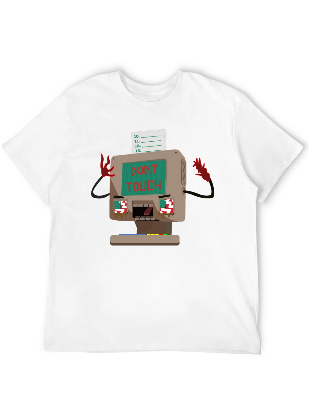 Retro Computer Dont Touch Black T-Shirt