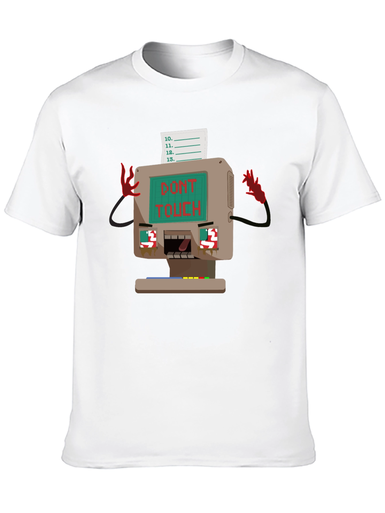 Retro Computer Dont Touch Black T-Shirt