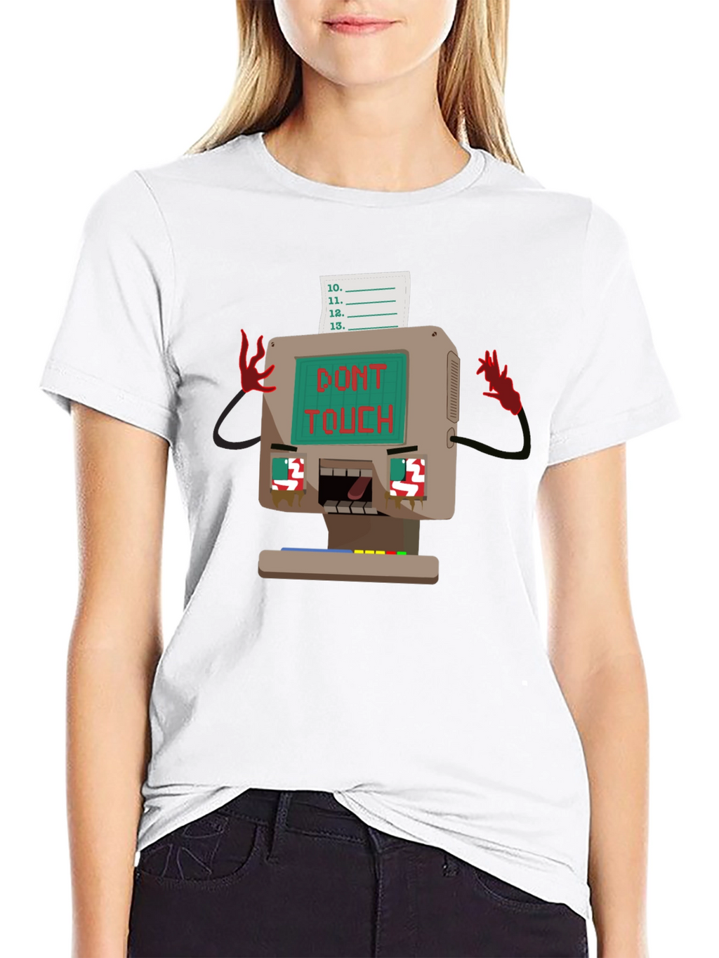 Retro Computer Dont Touch Black T-Shirt