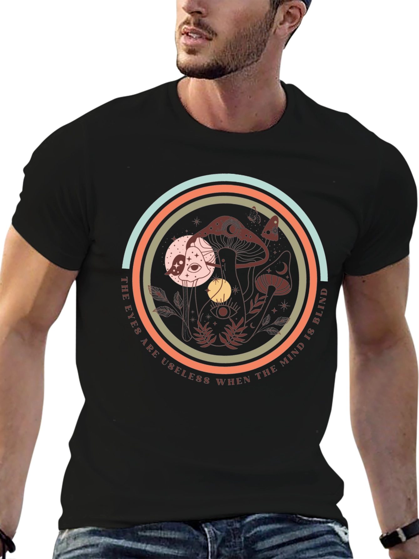 Mystic Mushroom Graphic Tee - Soft Black T-Shirt