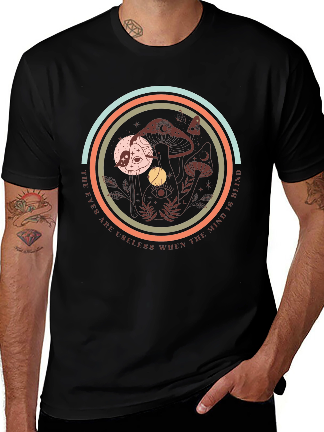 Mystic Mushroom Graphic Tee - Soft Black T-Shirt