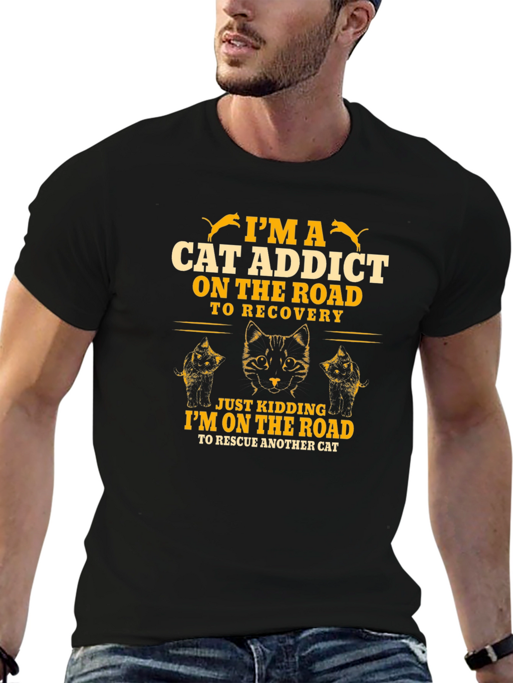 Im a Cat Addict Funny Graphic T-Shirt