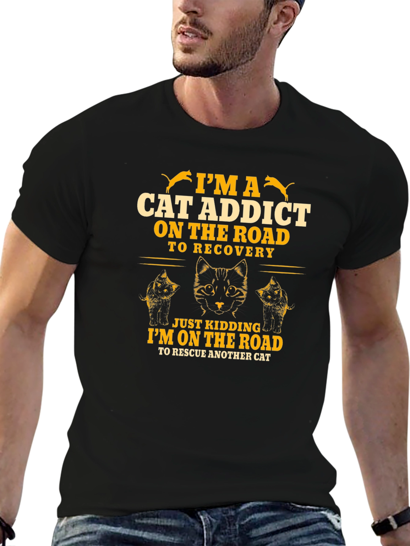 Im a Cat Addict Funny Graphic T-Shirt