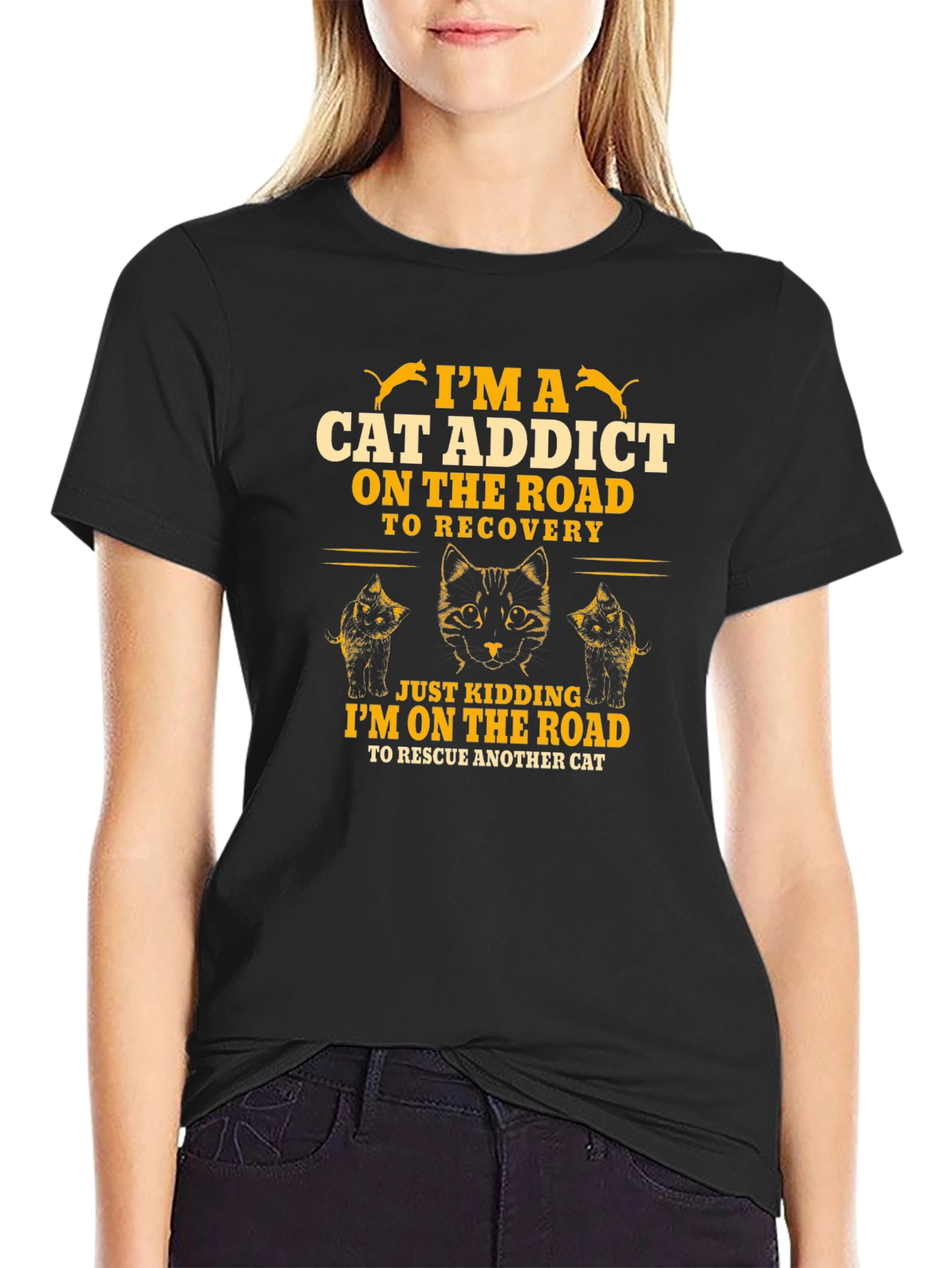 Im a Cat Addict Funny Graphic T-Shirt