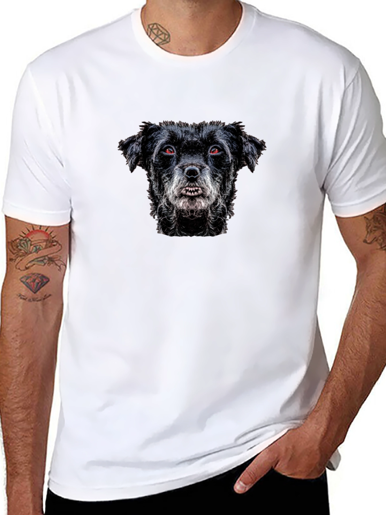 Black T-Shirt with Dog Graphic