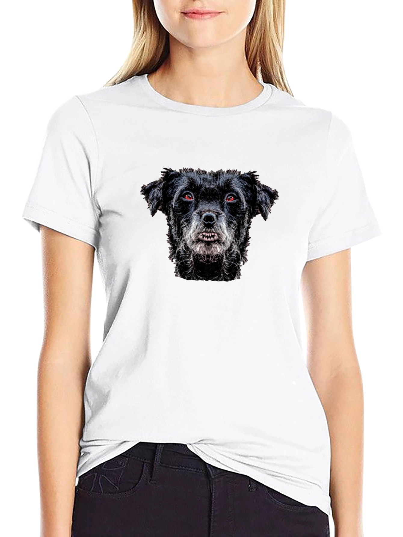 Black T-Shirt with Dog Graphic