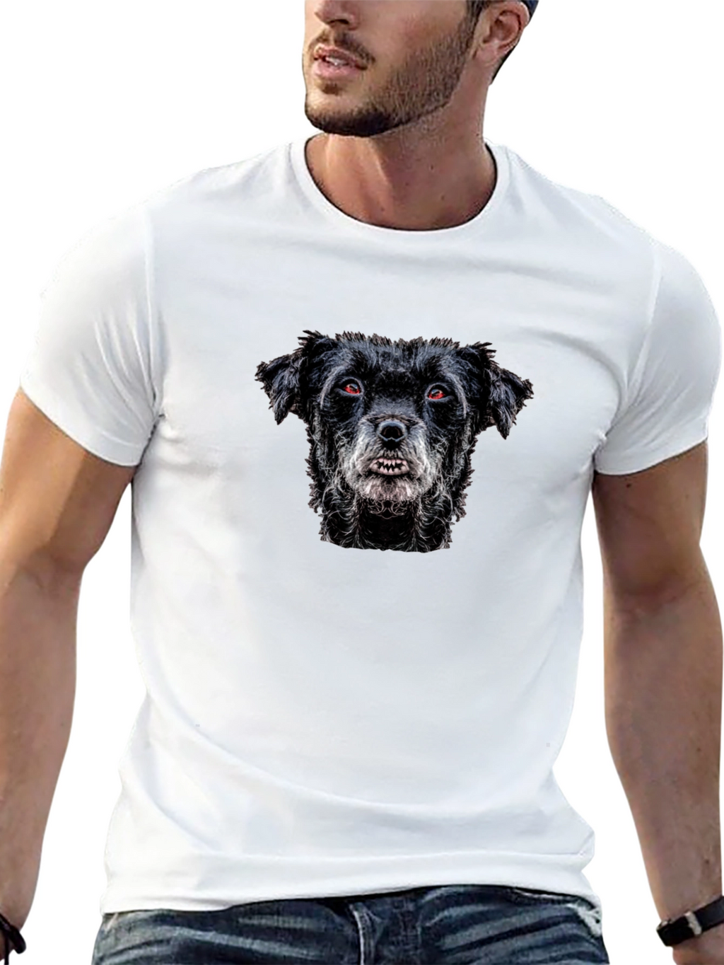 Black T-Shirt with Dog Graphic