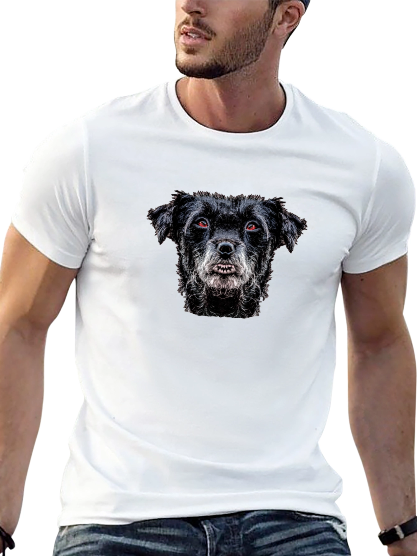 Black T-Shirt with Dog Graphic