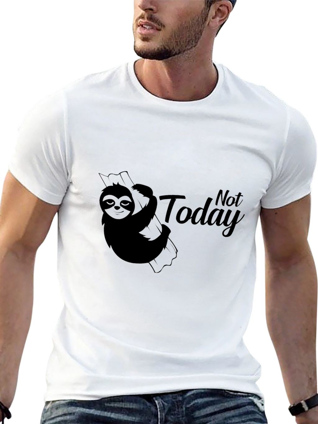 Sloth Not Today Graphic T-Shirt - Black