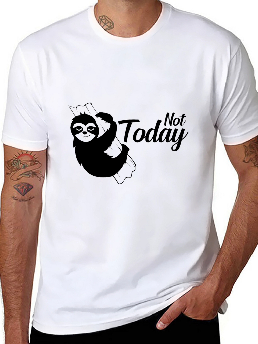 Sloth Not Today Graphic T-Shirt - Black