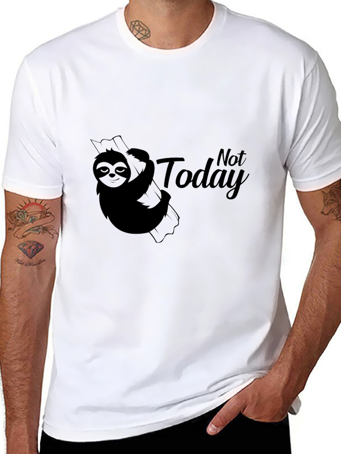 Sloth Not Today Graphic T-Shirt - Black