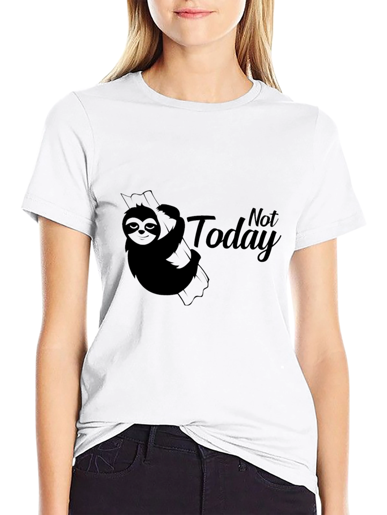Sloth Not Today Graphic T-Shirt - Black