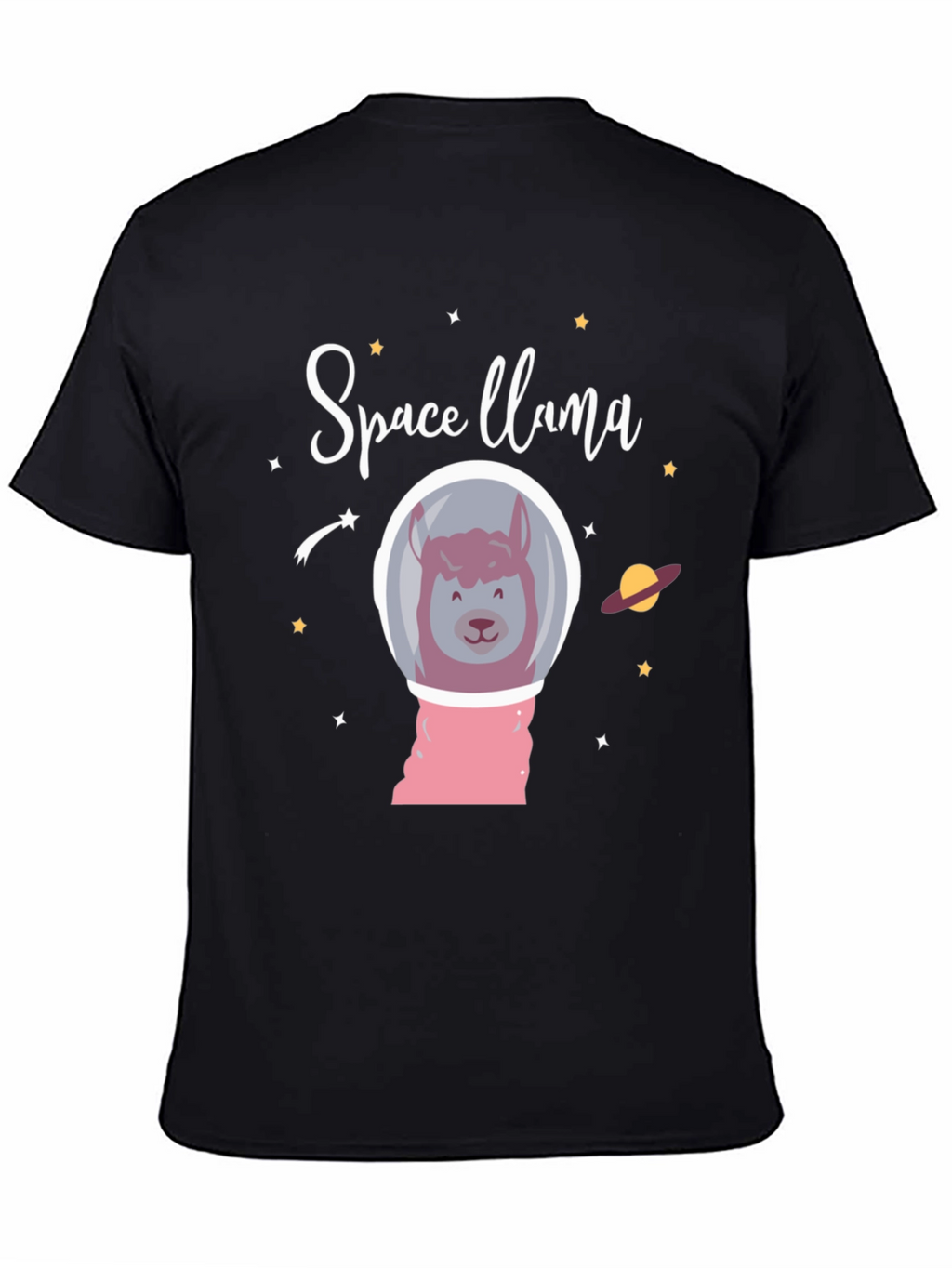 Space Llama Black Graphic T-Shirt