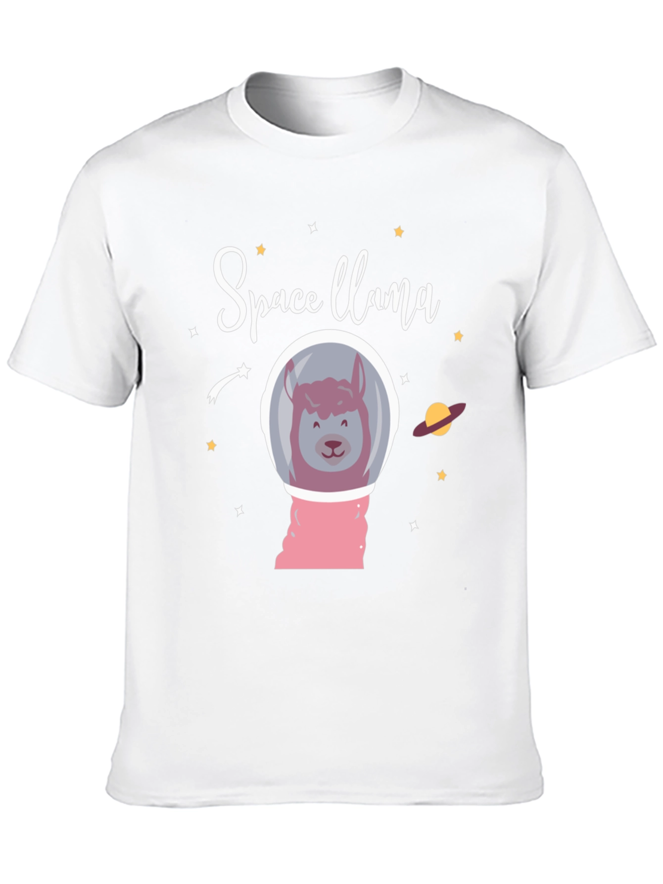 Space Llama Black Graphic T-Shirt