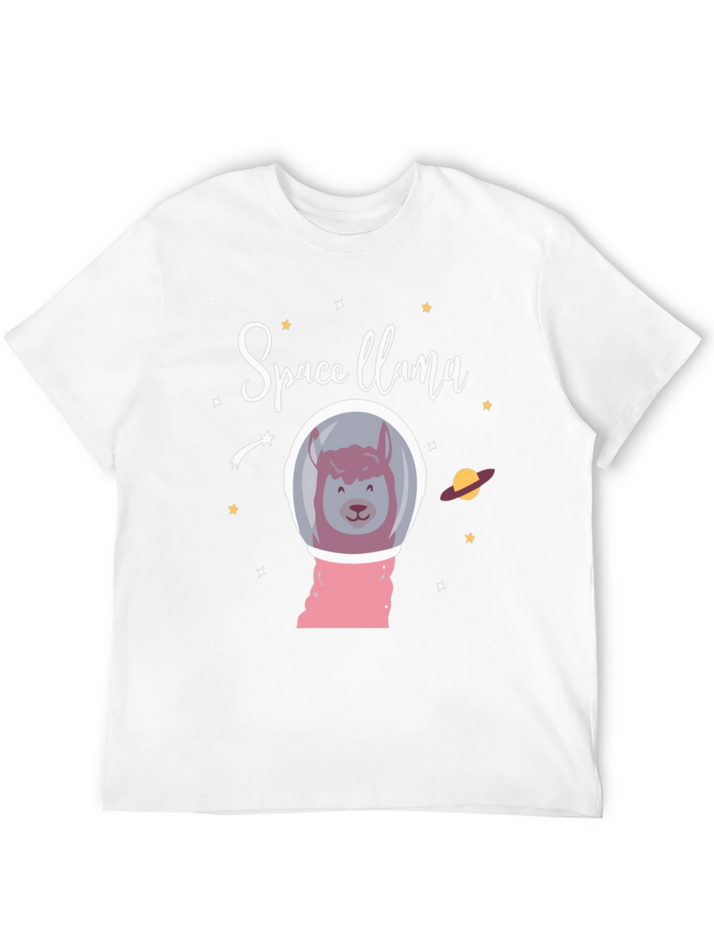 Space Llama Black Graphic T-Shirt