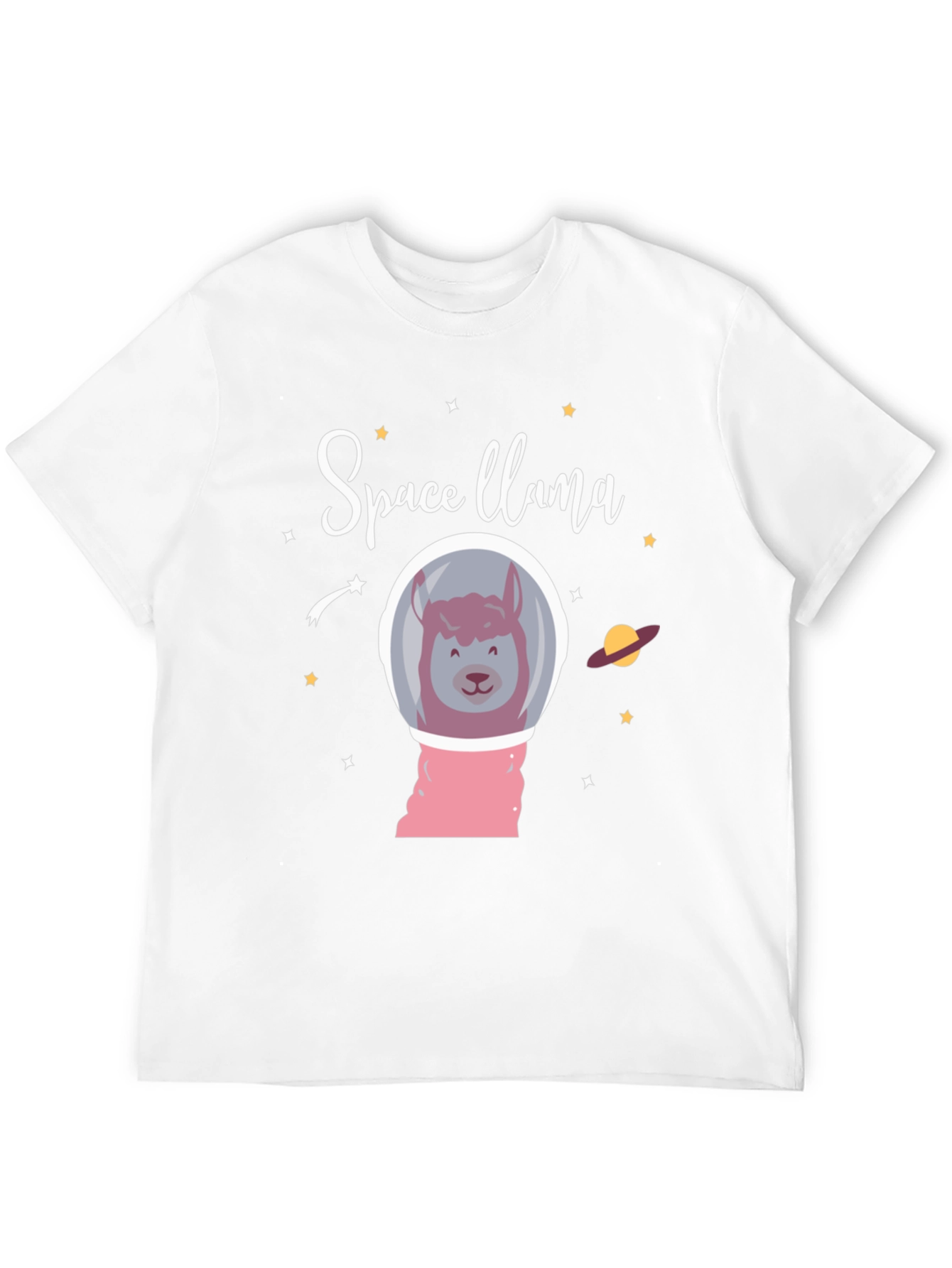Space Llama Black Graphic T-Shirt