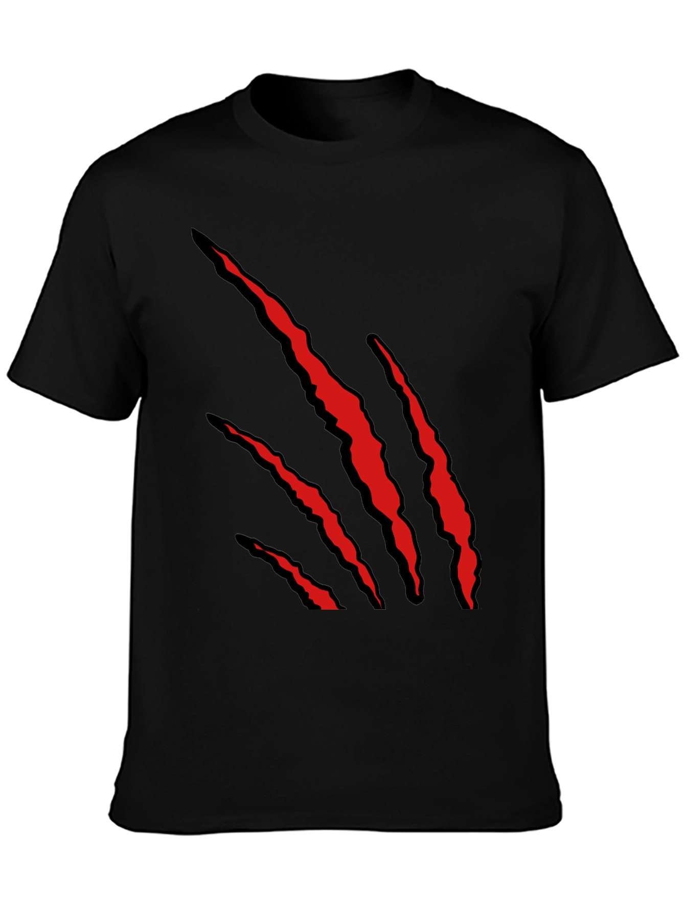 Mens Black T-Shirt with Red Claw Graphic