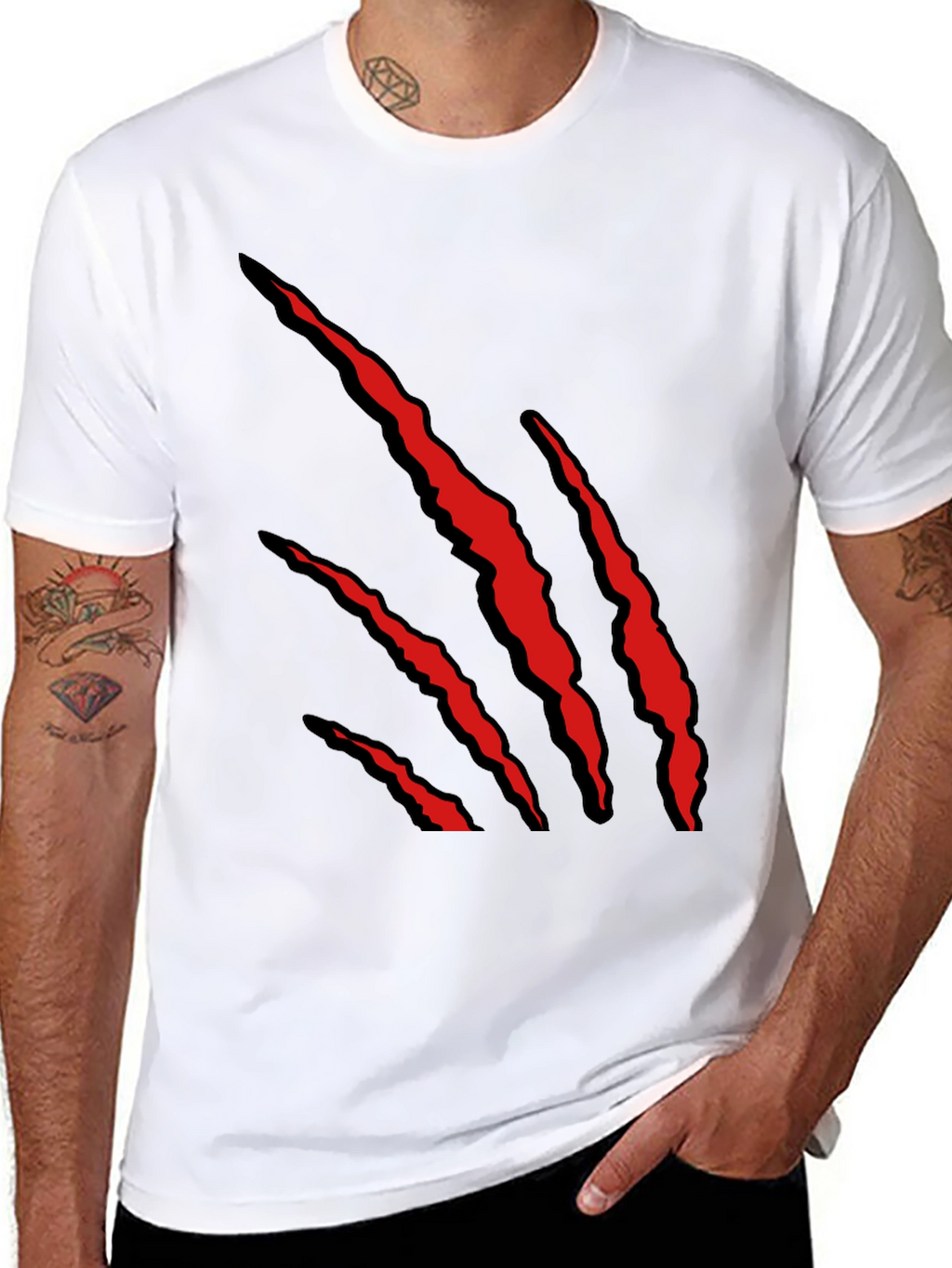Mens Black T-Shirt with Red Claw Graphic