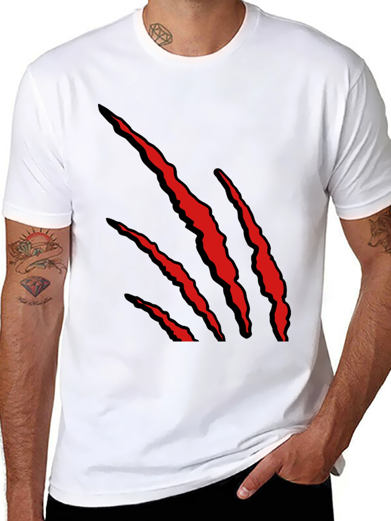 Mens Black T-Shirt with Red Claw Graphic
