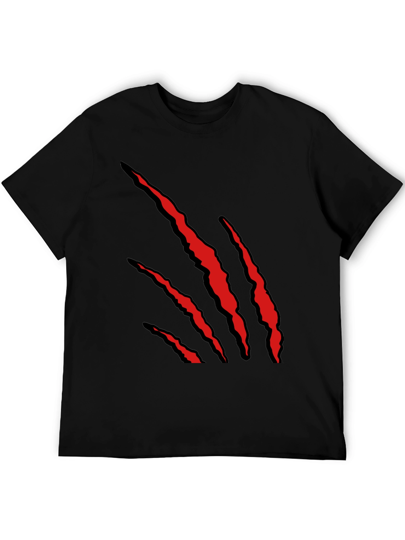 Mens Black T-Shirt with Red Claw Graphic