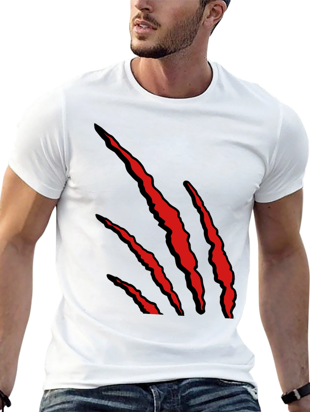 Mens Black T-Shirt with Red Claw Graphic