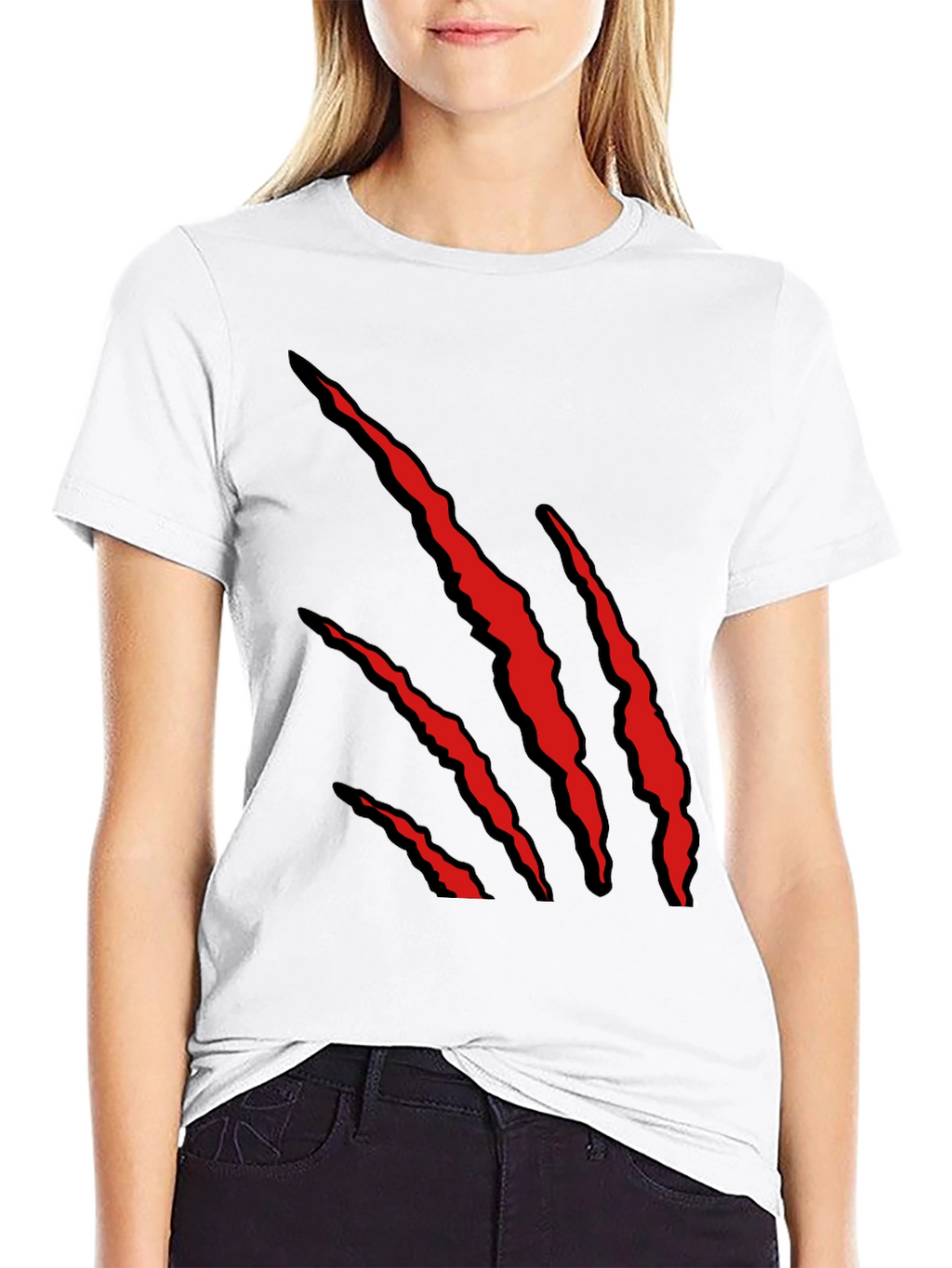 Mens Black T-Shirt with Red Claw Graphic