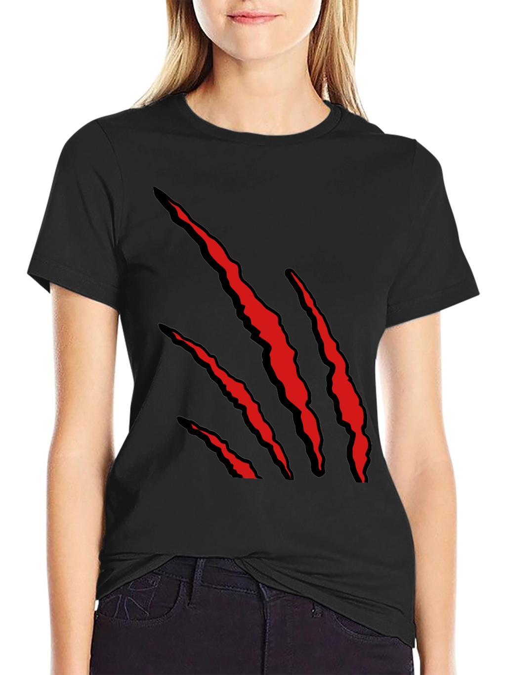 Mens Black T-Shirt with Red Claw Graphic