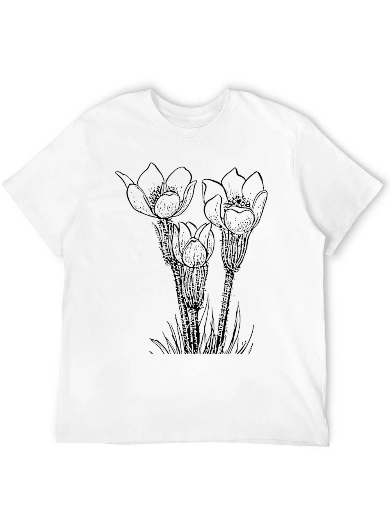Floral Graphic Print T-Shirt - Black