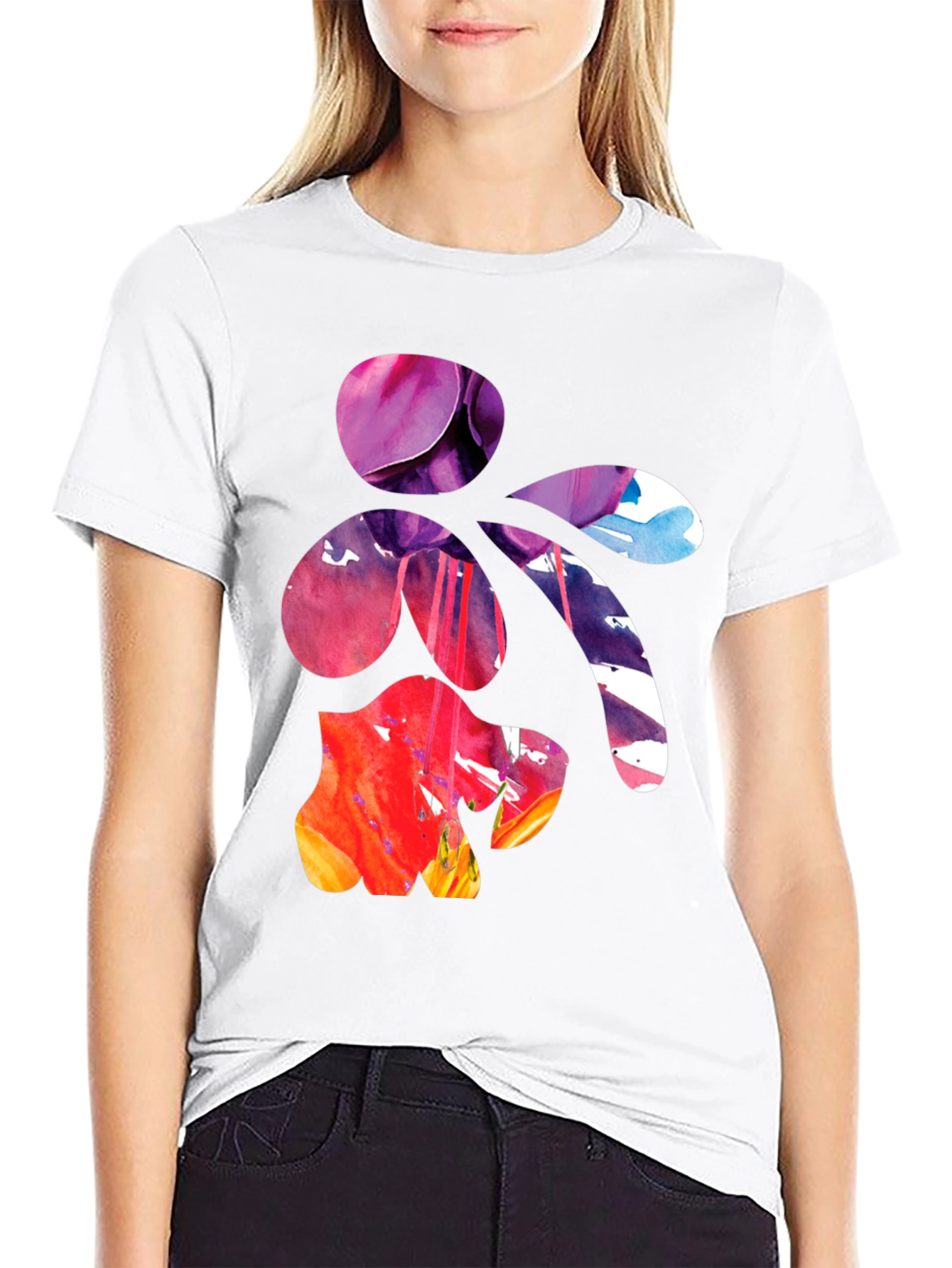 Abstract Floral Art Mens Black T-Shirt