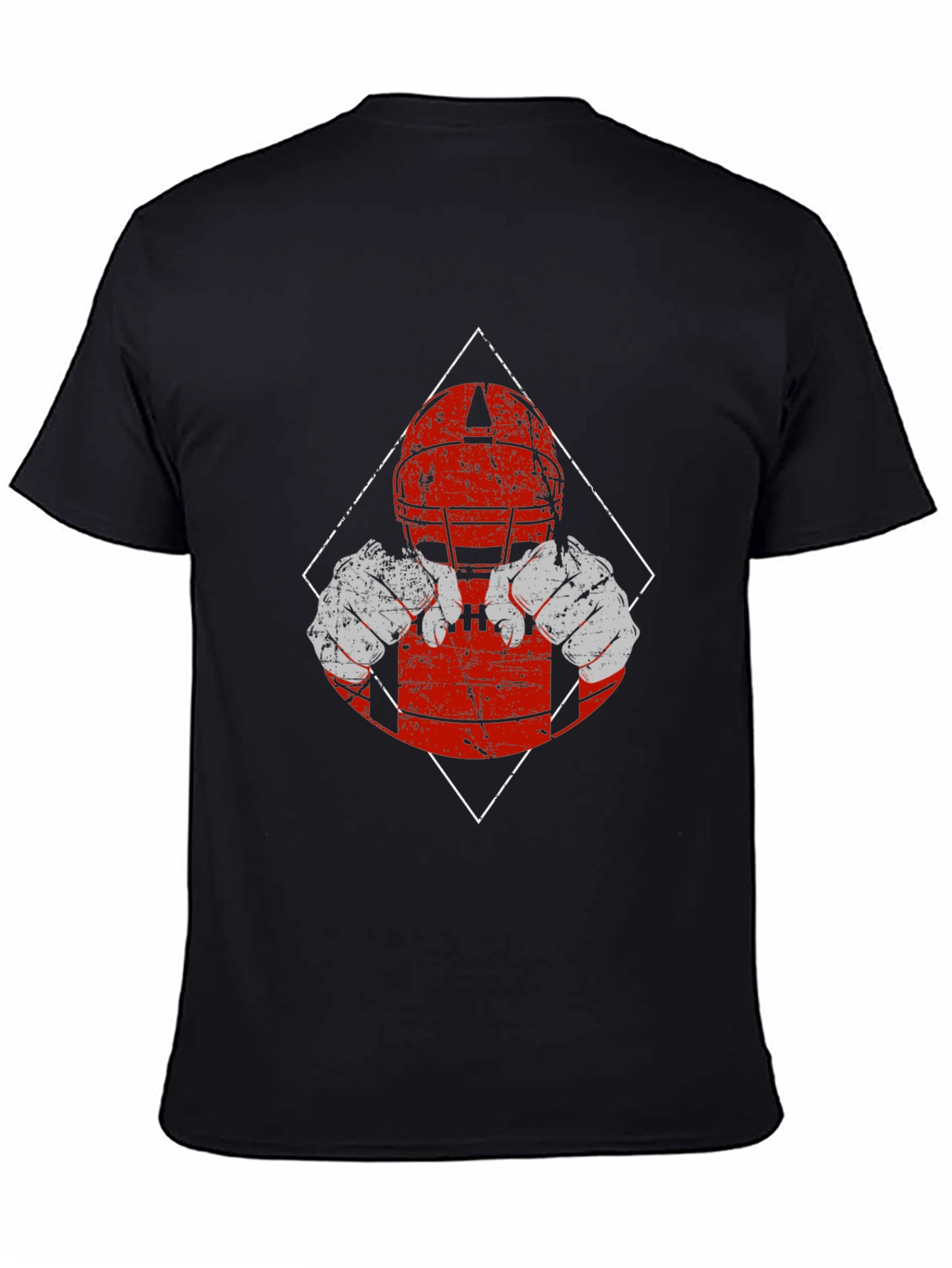 Football Player Graphic T-Shirt - Black Cotton Tee