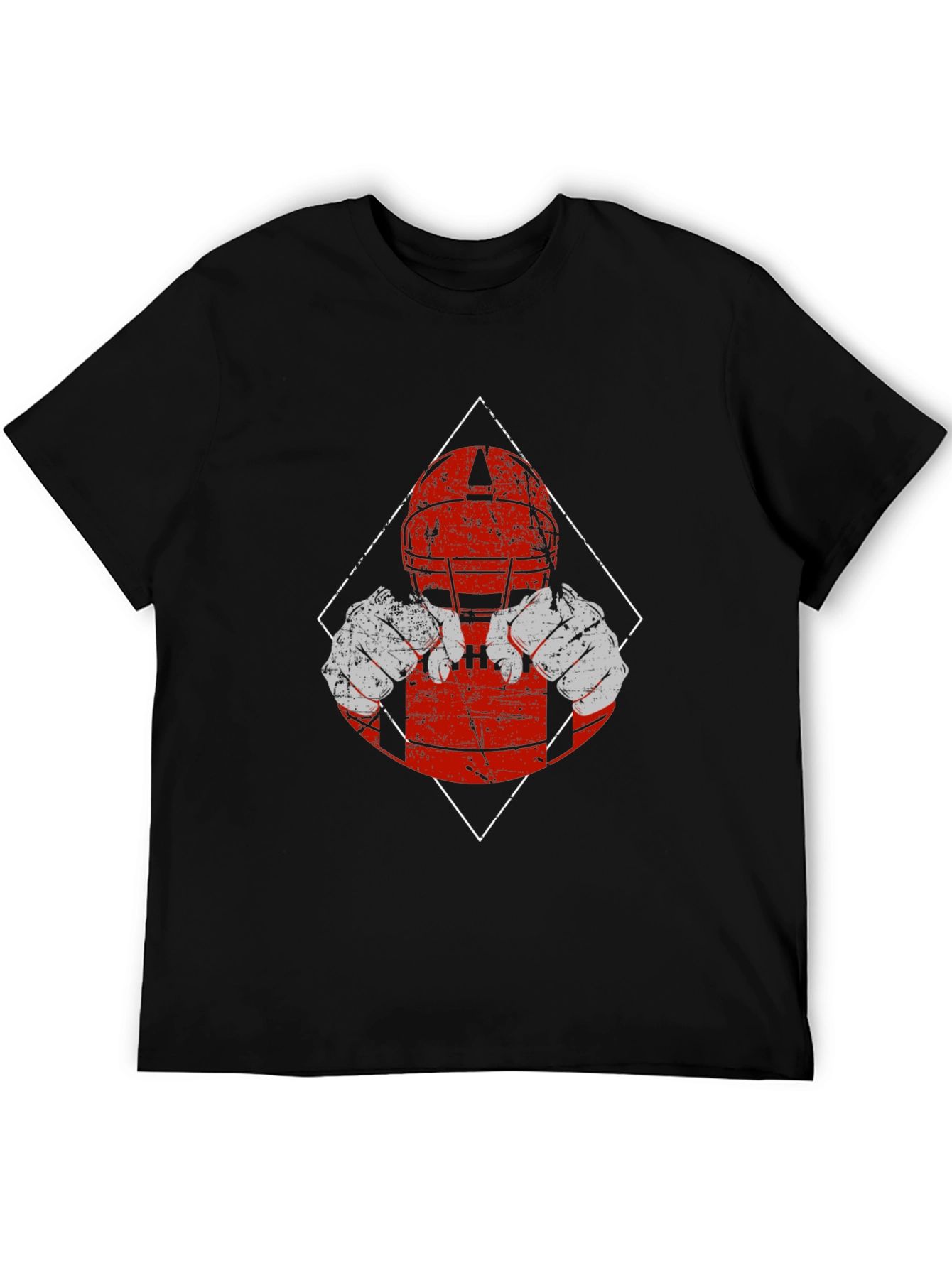 Football Player Graphic T-Shirt - Black Cotton Tee