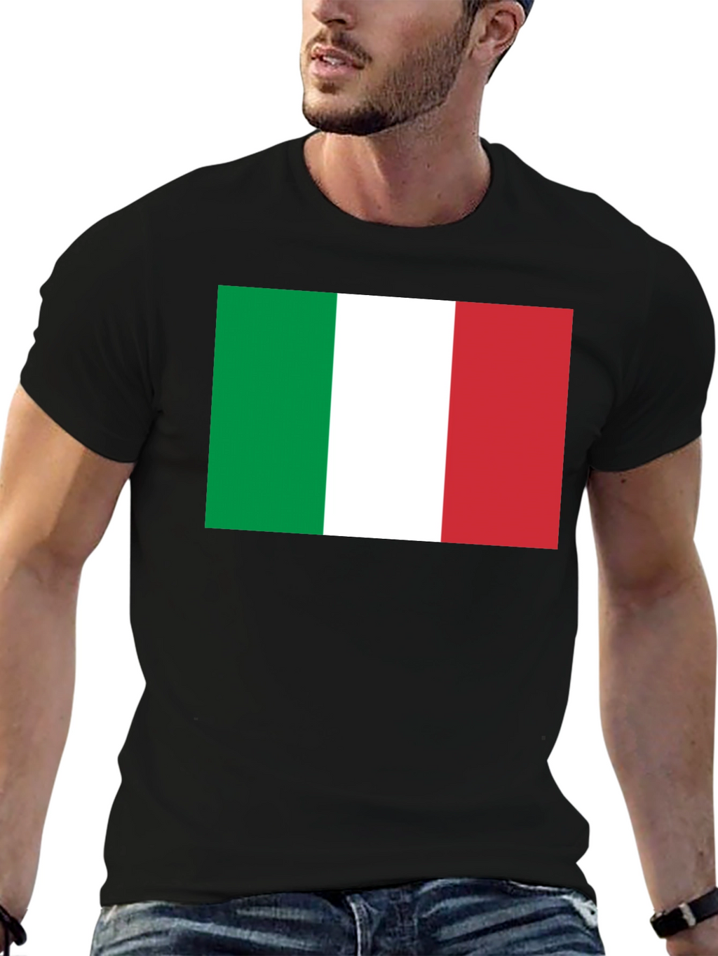 Italian Flag Graphic T-Shirt - Black