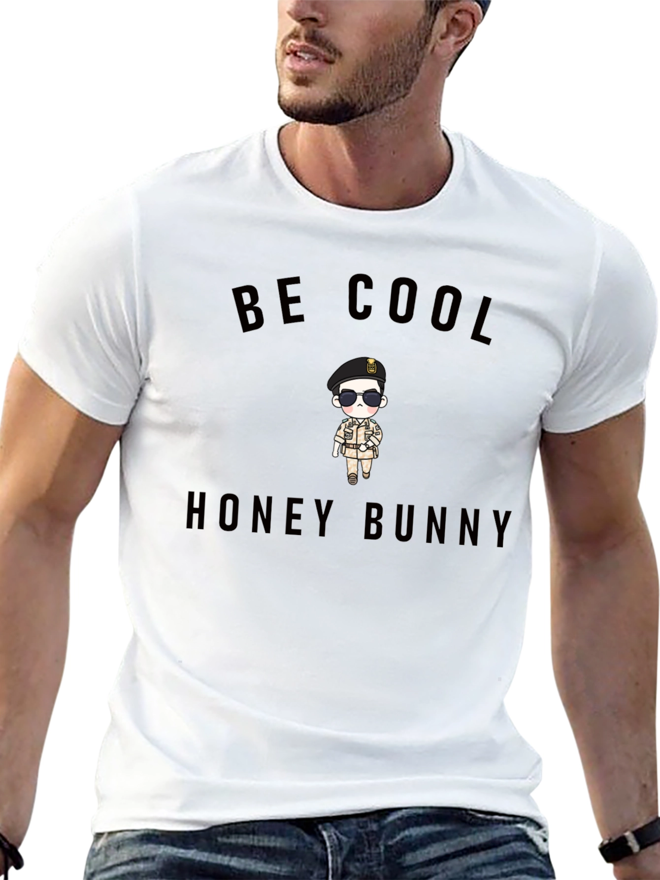 Be Cool Honey Bunny Black Graphic Tee