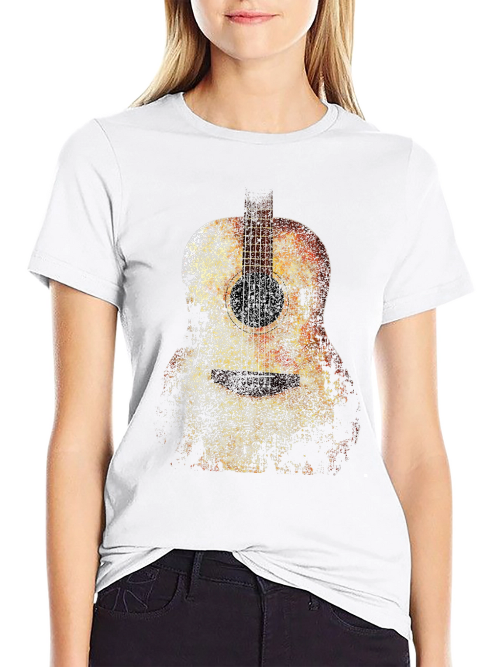 Guitar Print Black T-Shirt