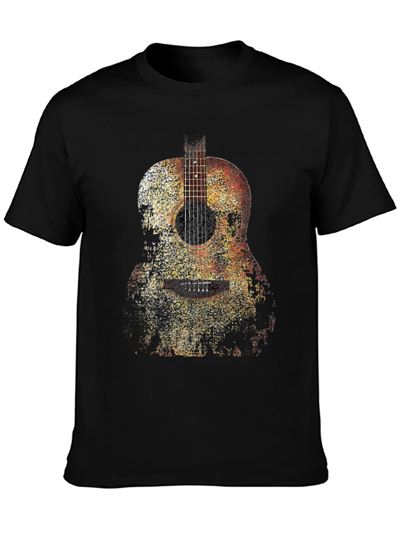 Guitar Print Black T-Shirt