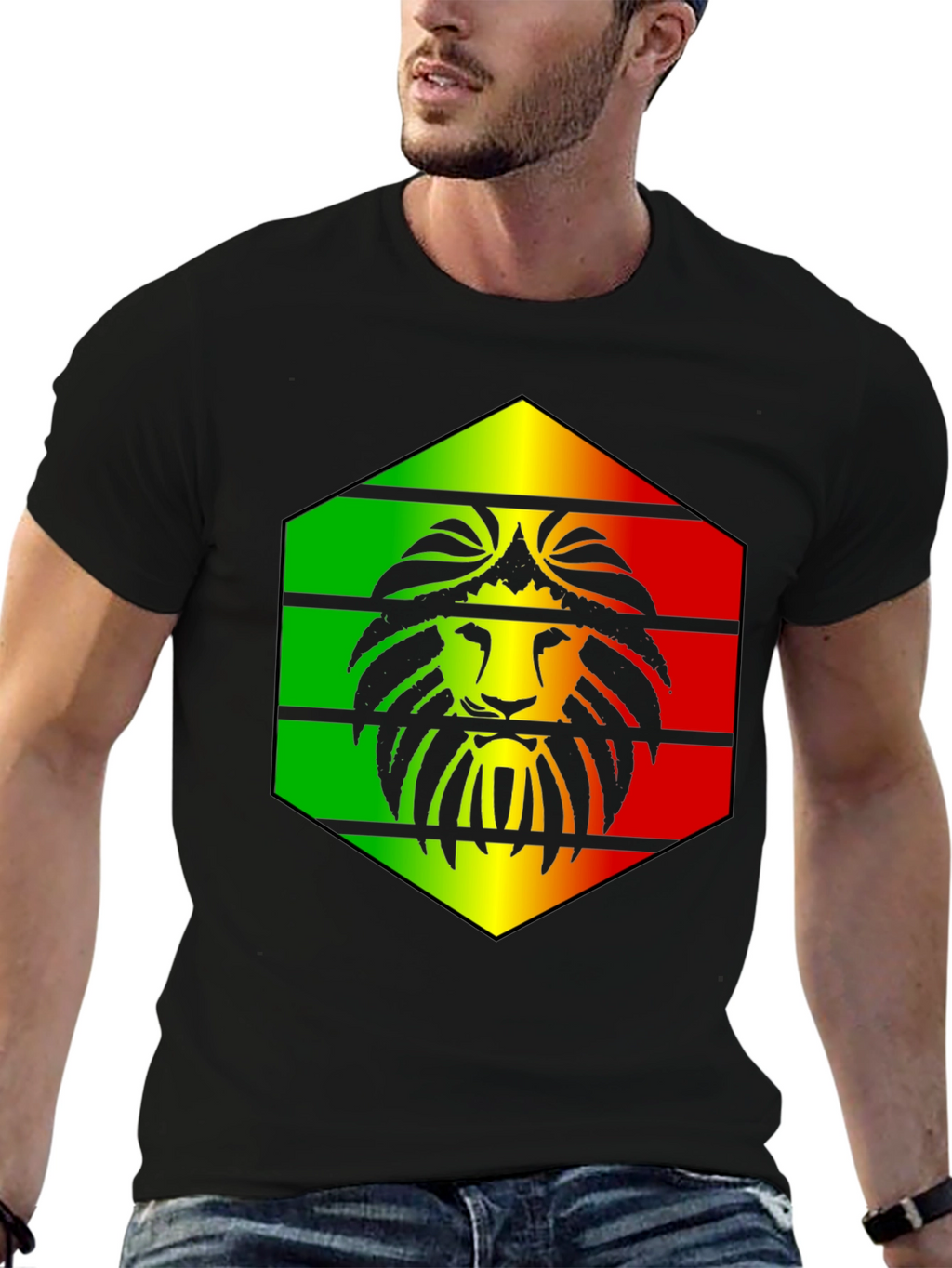 Rasta Lion Graphic Black T-Shirt