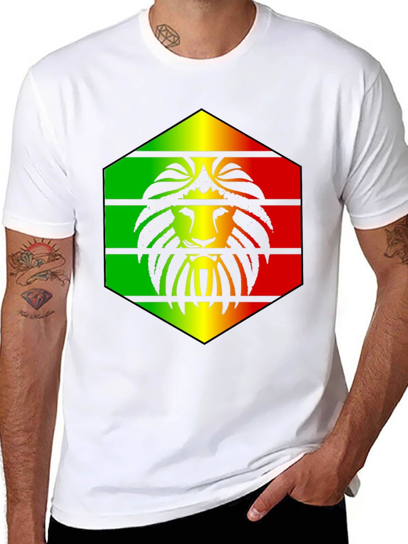 Rasta Lion Graphic Black T-Shirt