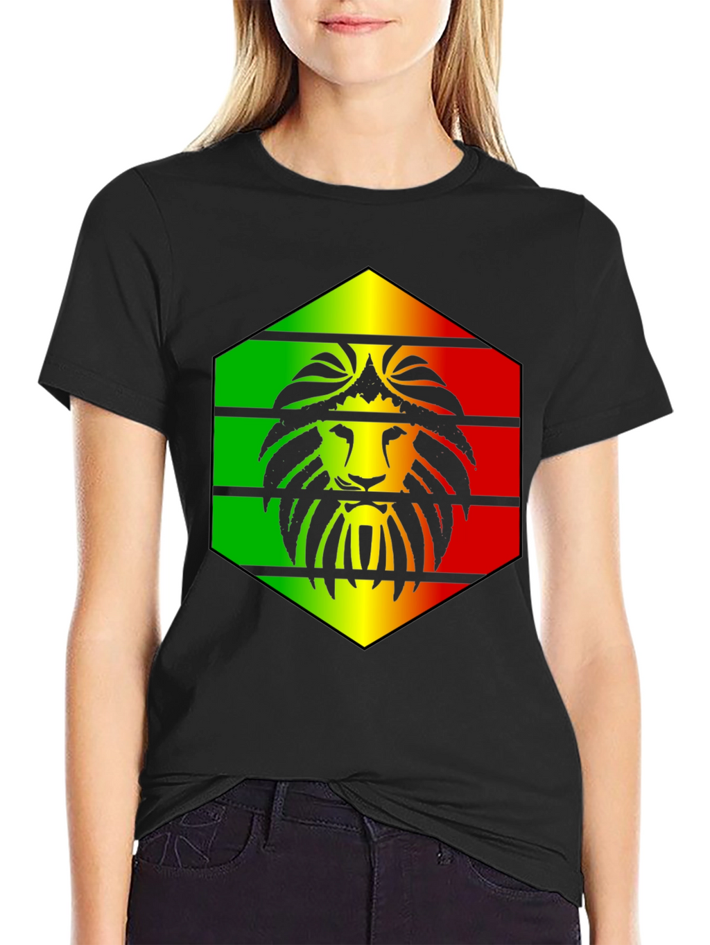 Rasta Lion Graphic Black T-Shirt